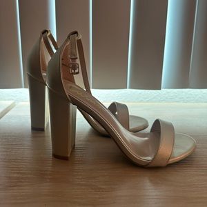 Lulu’s Gold Ankle Strap Heels